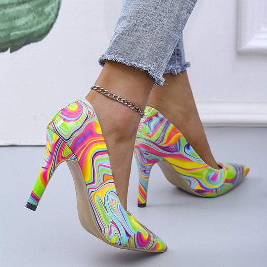 Damen High Heels mit buntem Marmor-Design und elegantem Stiletto Nord Taschen