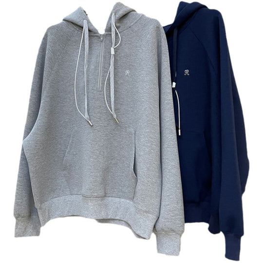 Damen Oversized Kapuzenpullover mit Halbzip, Kängurutasche und Relaxed‑Fit Nord Taschen