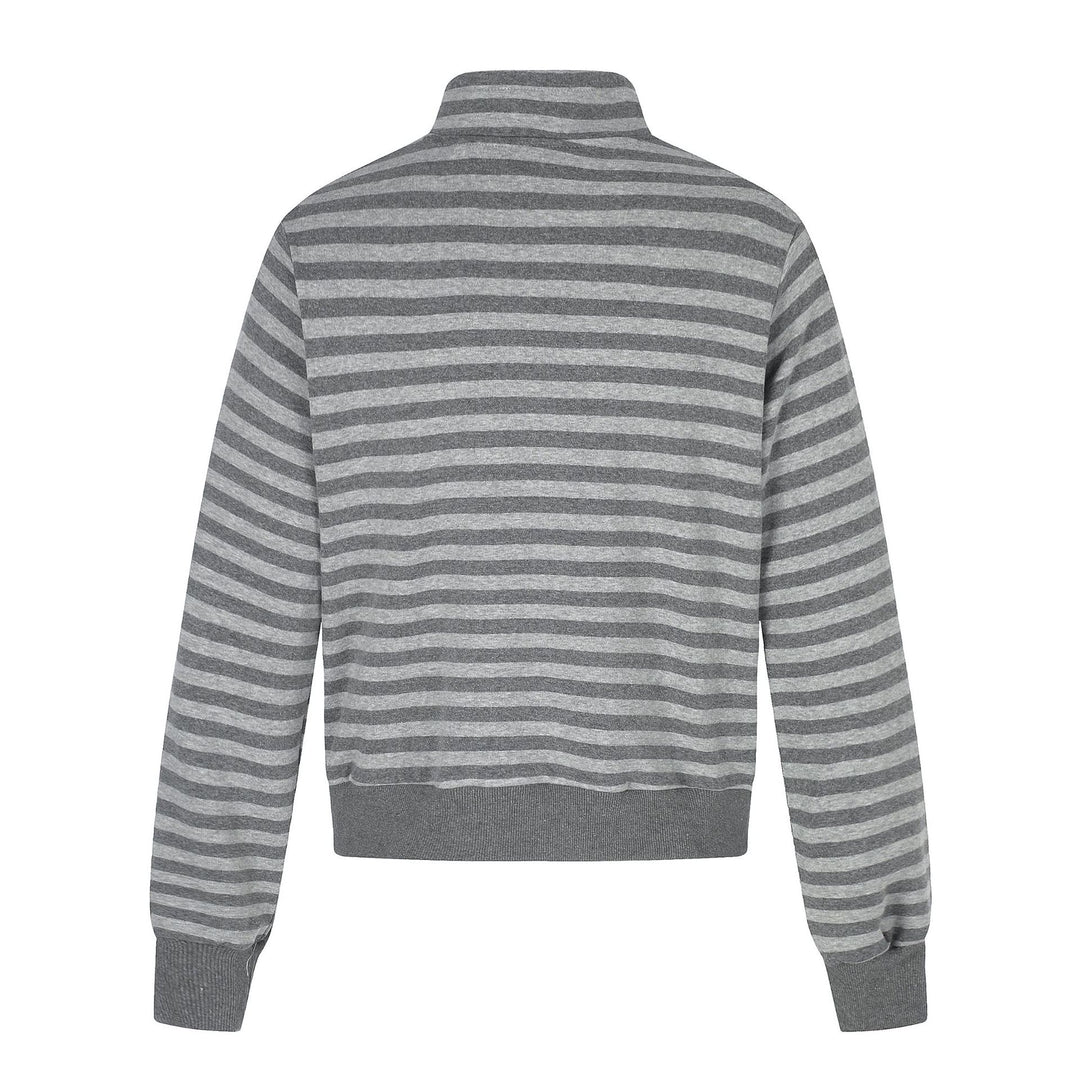 Herren Kapuzenlose gestreifte Zip‑Blousonjacke mit Funnelkragen und Vintage‑Print Nord Taschen