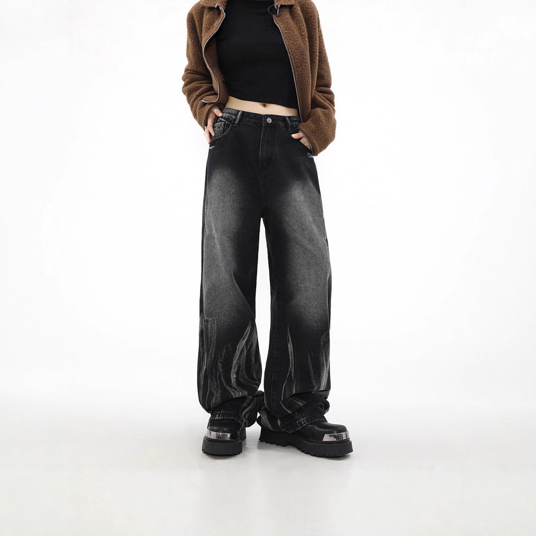Damen Weitgeschnittene Baumwoll-Jeans Nord Taschen