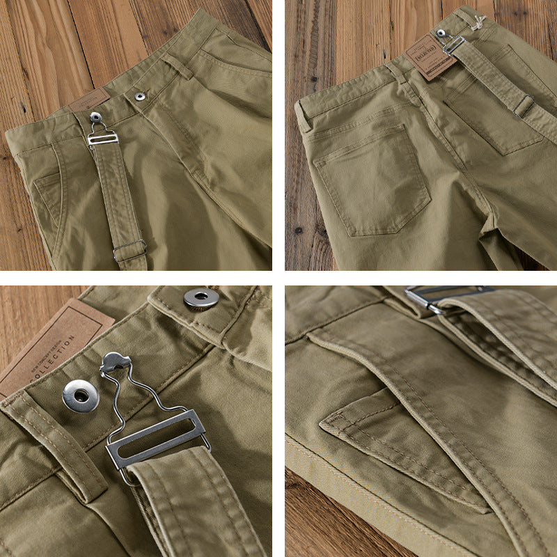 Herren Tapered-Chinohose mit abnehmbarem Gurt, hohem Bund und gekrempeltem Saum Nord Taschen