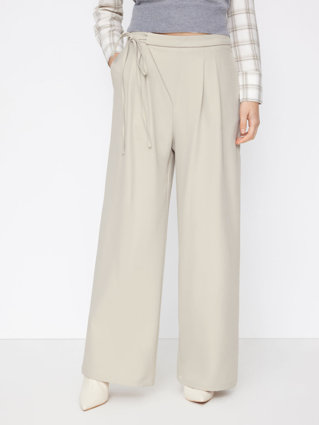 Damen Weite Streifenhose mit Taillengürtel Nord Taschen