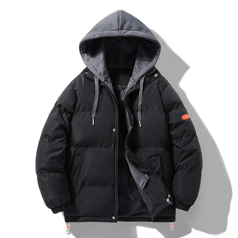 Herren Wattierte Pufferjacke mit kontrastfarbener Kapuze, winddichter Außenhülle und Kordelzug Nord Taschen
