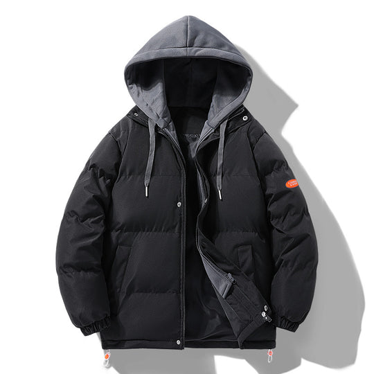 Herren Wattierte Pufferjacke mit kontrastfarbener Kapuze, winddichter Außenhülle und Kordelzug Nord Taschen