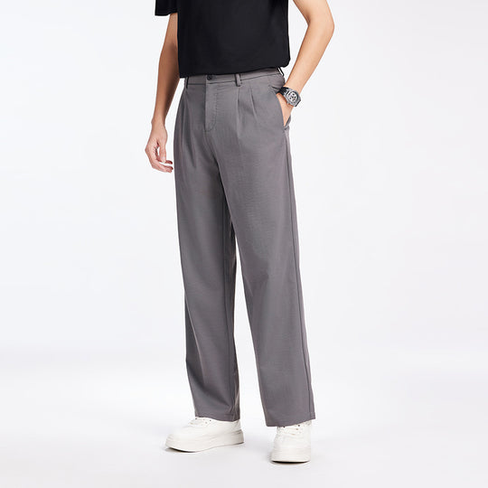 Herren Elegante Bundfalten-Stoffhose mit hoher Bundhöhe, Bügelfalte und geradem Bein Nord Taschen