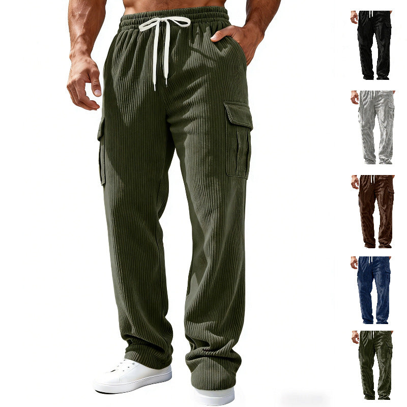 Herren Gerippte Cargo-Freizeithose mit Tunnelzug und Elastikbund Nord Taschen