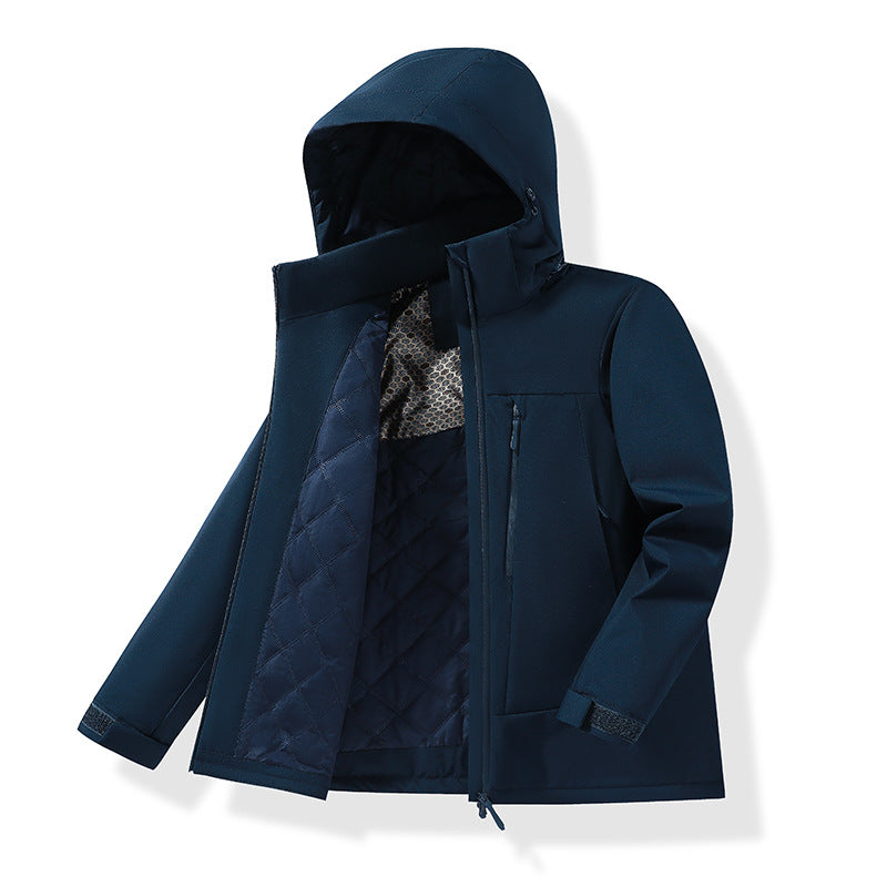 Herren Wasserabweisende gesteppte Thermo-Outdoorjacke mit Kapuze und verdeckten Reißverschlusstaschen Nord Taschen