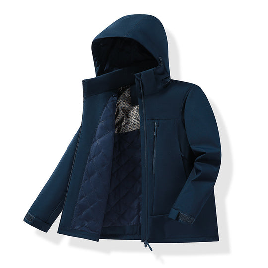 Herren Wasserabweisende gesteppte Thermo-Outdoorjacke mit Kapuze und verdeckten Reißverschlusstaschen Nord Taschen