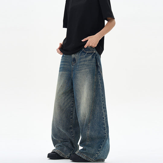 Unisex Extremweite Denimhose im skulptierten Baggy‑Schnitt mit tiefem Schritt Nord Taschen
