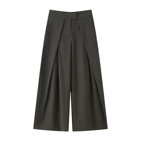 Damen weit geschnittene Culotte-Hose mit eleganten Falten und hohem Bund