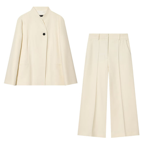 Damen Zweiteiliges Anzugs-Set mit Oversize-Longblazer und High-Waist Bundfaltenhose Nord Taschen