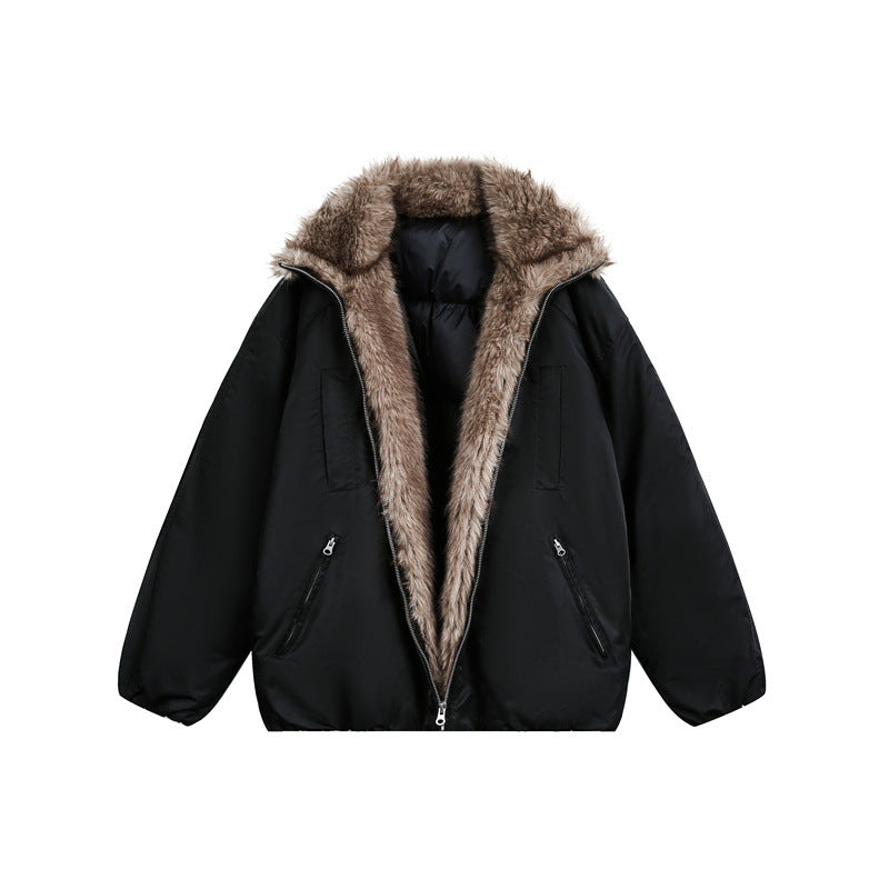Herren Daunenjacke mit kuscheliger Kunstpelz-Innenfütterung und Kapuze Nord Taschen