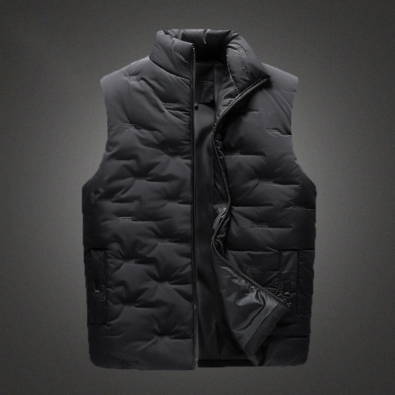 Herren Leichte Thermo-Steppweste mit hochgeschlossenem Stehkragen, winddichter Mikrofaserschale und verdeckten Reißverschlusstaschen Nord Taschen