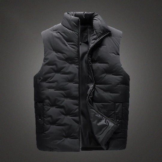 Herren Leichte Thermo-Steppweste mit hochgeschlossenem Stehkragen, winddichter Mikrofaserschale und verdeckten Reißverschlusstaschen Nord Taschen