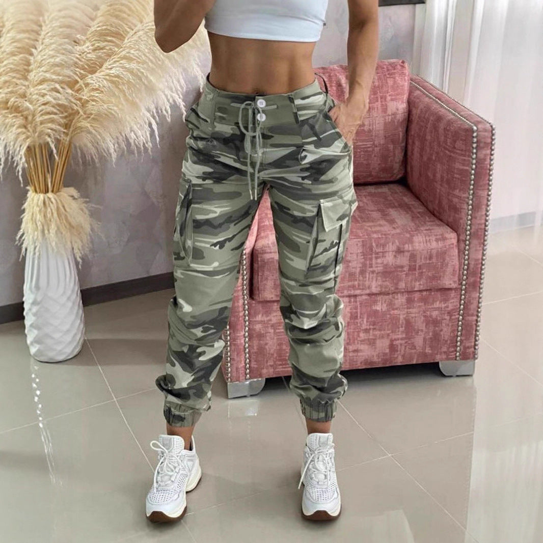 Damen Freizeithose mit Cargo-Taschen und elastischem Bund