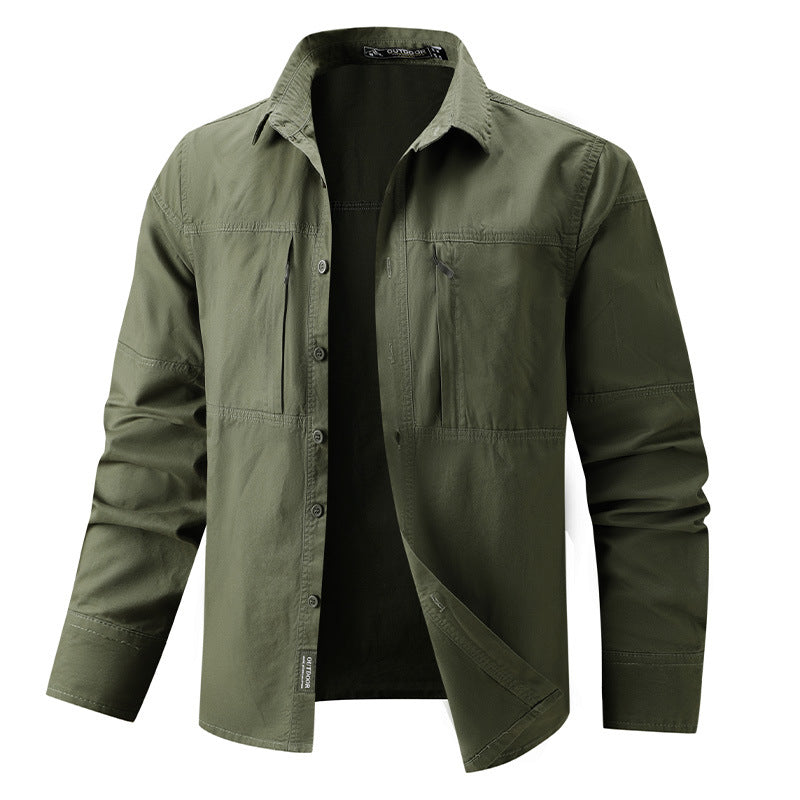 Herren  leichtes Outdoor-Hemdjacke mit zwei vertikalen Brust-Reißverschlusstaschen und verstärkten Schulterpassen Nord Taschen