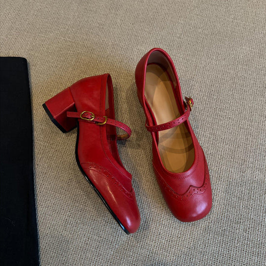 Damen elegante Mary Janes mit modischem Riemen und hochwertiger Ledersohle