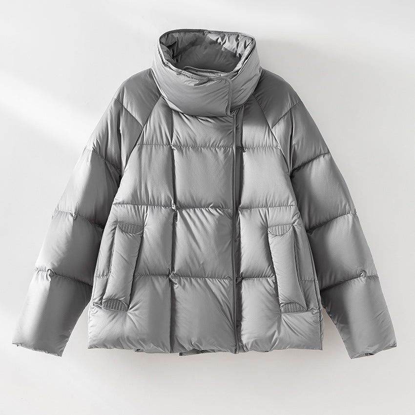 Damen Kurze Boxy-Pufferjacke mit hohem Stehkragen und Raglanärmeln Nord Taschen