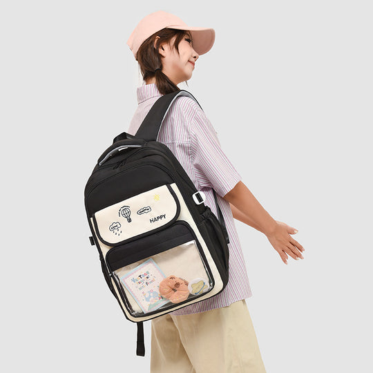 Damen Freizeit-Rucksack mit transparentem Sichtfach und kreativem Aufdruck Nord Taschen