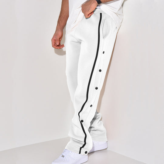 Herren Snap-Trackhose mit seitlichem Kontraststreifen, Druckknopf-Leiste und elastischem Bund Nord Taschen