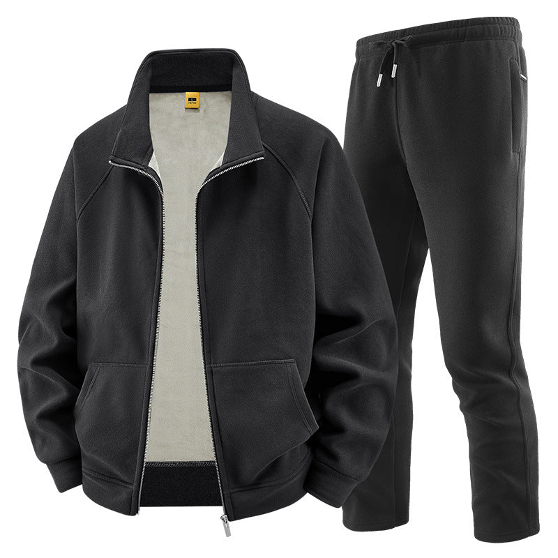 Herren Fleece-Trainingsset mit Stehkragen und Elastikbund Nord Taschen
