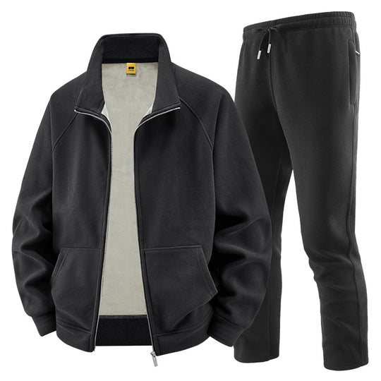Herren Fleece-Trainingsset mit Stehkragen und Elastikbund Nord Taschen