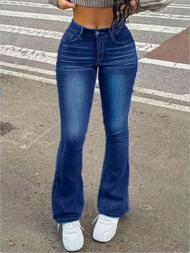 Damen hochtaillierte Bootcut-Jeans mit sculptendem Hüftbund Nord Taschen