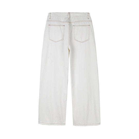Damen Weite High-Waist Culotte-Jeans mit sichtbaren Kontrastnähten Nord Taschen