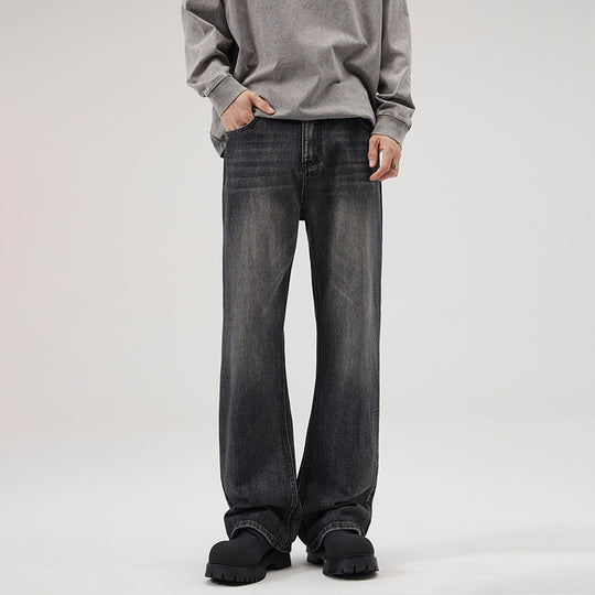 Herren Relaxed-Straight Denim-Jeans mit extra langem Saum und Vintage-Finish Nord Taschen