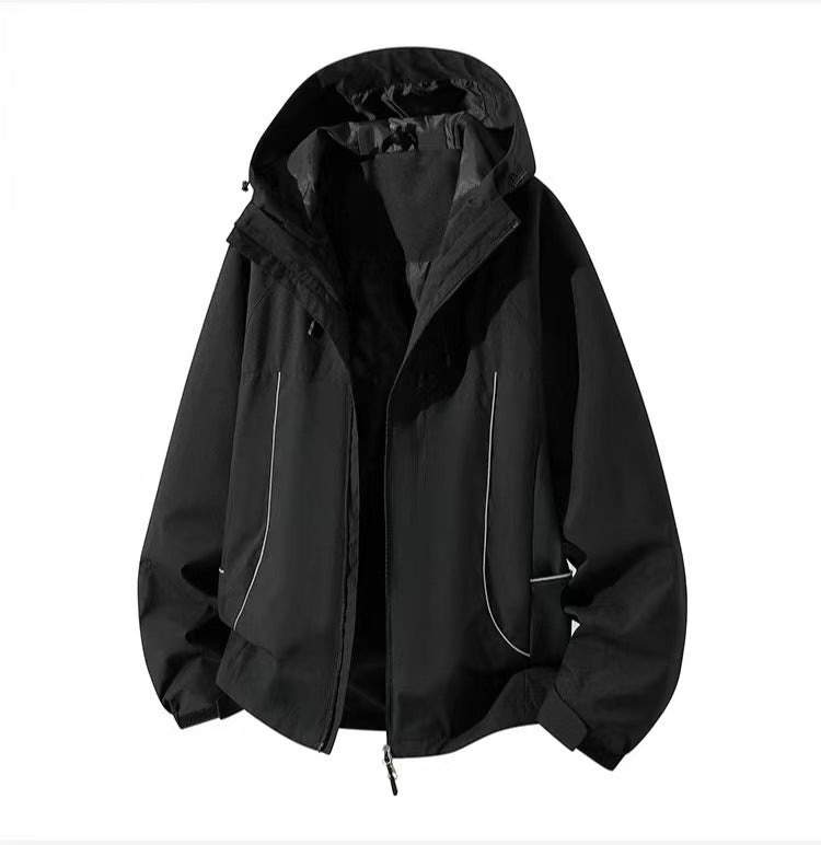 Herren Wasserdichte Kapuzen-Softshelljacke mit winddichtem Schnitt und Reißverschluss Nord Taschen
