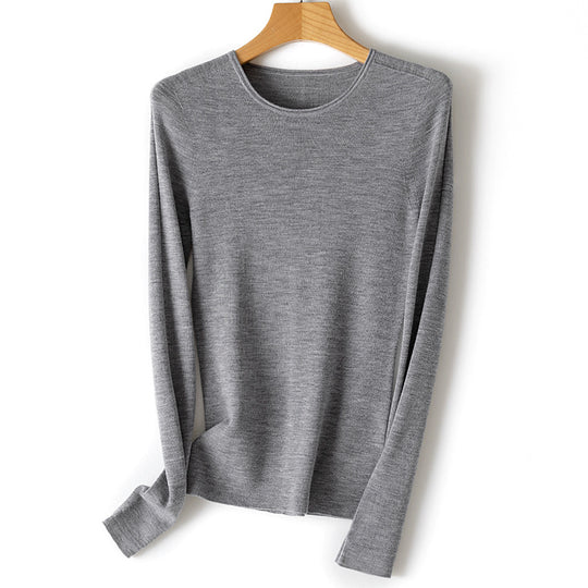 Damen Feiner Feinstrickpullover mit Rundhalsausschnitt und figurnaher Silhouette Nord Taschen