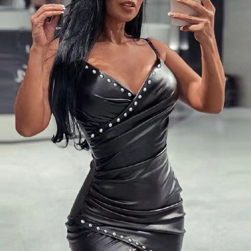 Damen figurbetontes Kleid mit dekorativen Druckknöpfen