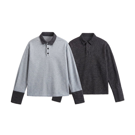 Unisex Boxy‑Polo‑Sweatshirt mit Kontrastkragen und verlängerten Ärmelbündchen Nord Taschen