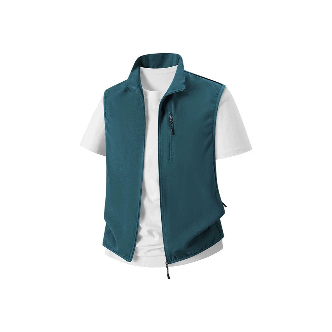 Herren Leichte Softshell-Utility-Weste mit Stehkragen, wasserabweisender Außenlage und Reißverschlusstaschen Nord Taschen