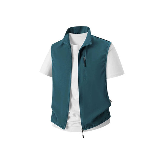Herren Leichte Softshell-Utility-Weste mit Stehkragen, wasserabweisender Außenlage und Reißverschlusstaschen Nord Taschen
