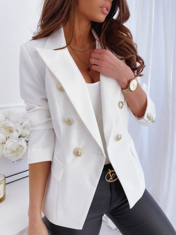 Damen Eleganter Blazer mit doppelter Knopfleiste und goldenen Details Nord Taschen
