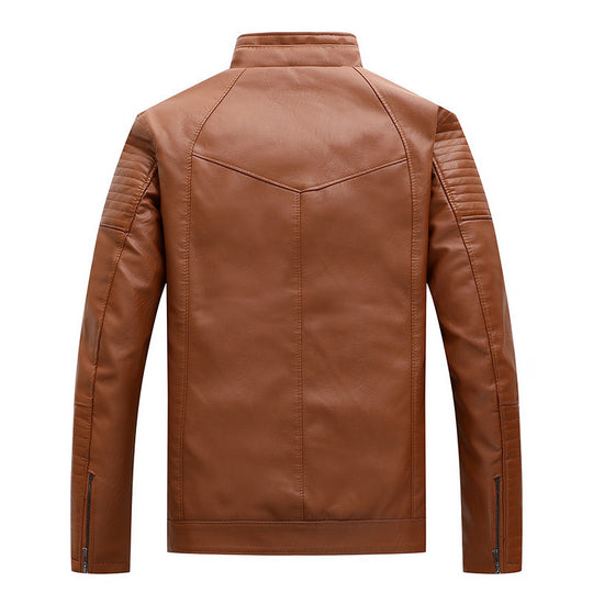 Herren schlanker Kunstleder-Moto-Blouson mit gesteppten Schulter- und Ärmelpaneelen Nord Taschen