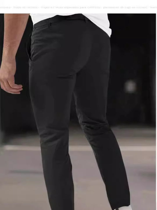 Herren schmale Bundfalten-Chino mit dekorativen Längsfalten und tapered Bein Nord Taschen
