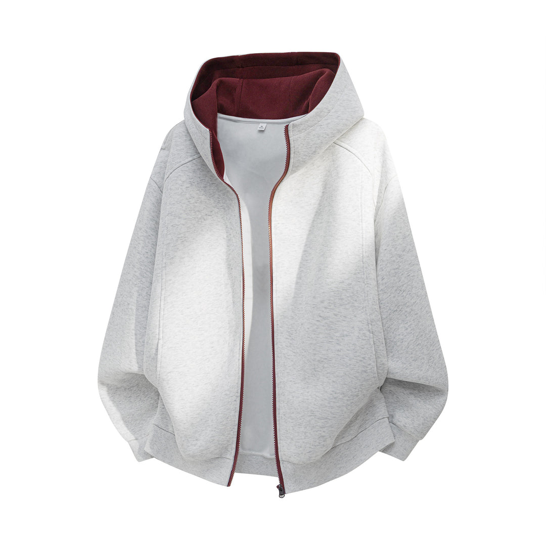 Unisex Oversize-Kapuzenjacke aus weichem Sweat mit Reißverschluss und kontrastiertem Kapuzenfutter Nord Taschen