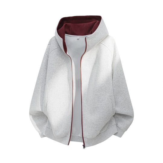 Unisex Weite Kapuzenjacke mit doppellagiger Kapuze und verdecktem Reißverschluss Nord Taschen