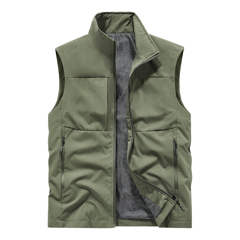 Herren Leichte technische Outdoor‑Weste mit Stehkragen, Netzfutter und Reißverschlusstaschen Nord Taschen