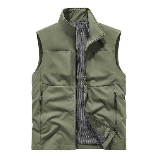 Herren Leichte technische Outdoor‑Weste mit Stehkragen, Netzfutter und Reißverschlusstaschen Nord Taschen