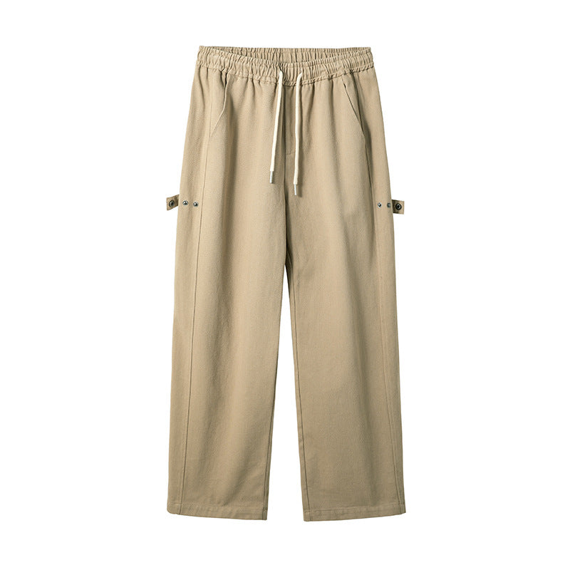 Herren Relaxed‑Fit Baumwoll‑Canvas‑Hose mit Elastikbund, Tunnelzug und Utility‑Seitenschlaufen Nord Taschen