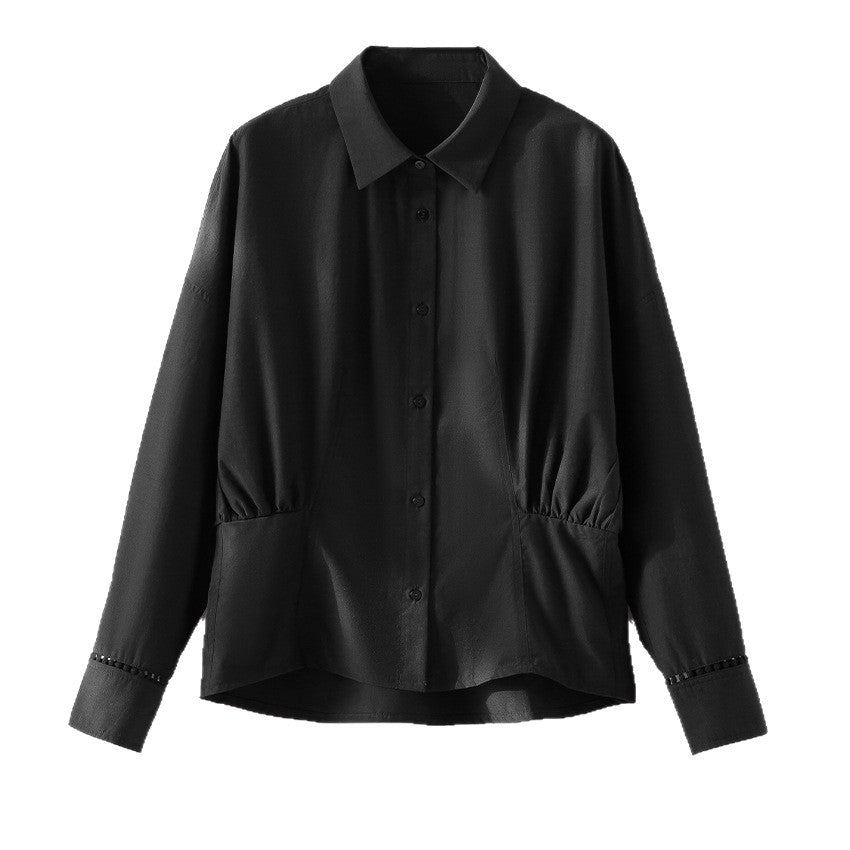 Damen Baumwollbluse mit seitlichen Raffungen und legerer Oversize-Silhouette Nord Taschen