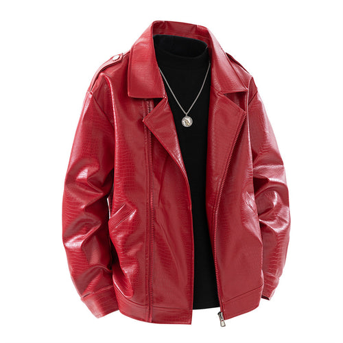 Herren Kunstleder-Überhemdjacke im Biker-Blend mit Reverskragen, Zwei-Wege-Metallreißverschluss & verdeckten Eingrifftaschen Nord Taschen