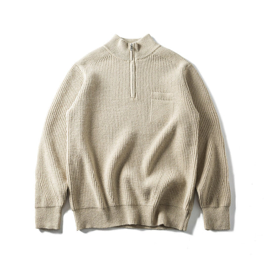 Herren Grobstrick Half‑Zip Pullover mit Stehkragen und Brusttasche Nord Taschen