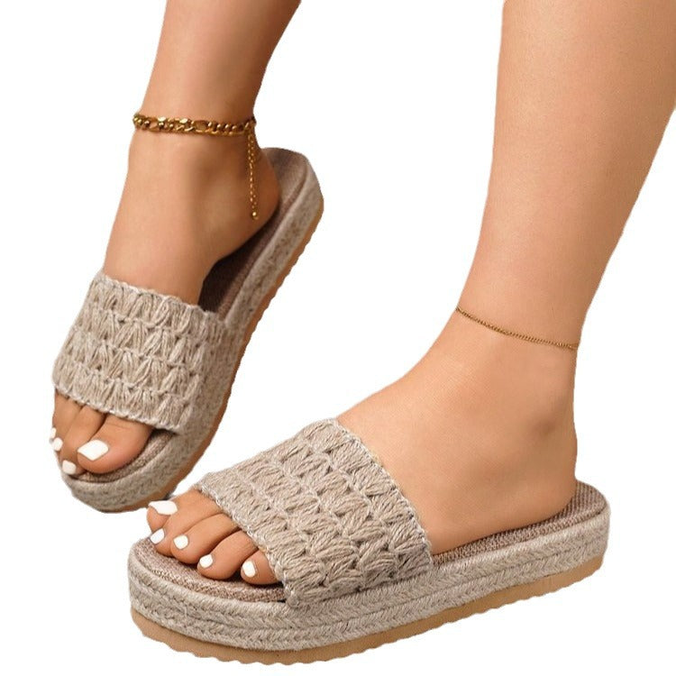Damen trendige Plateausandalen mit geflochtenem Riemendesign Nord Taschen