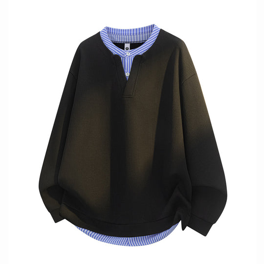 Herren Oversize-Struktur-Sweatshirt mit Hemd-Layer-Effekt Nord Taschen