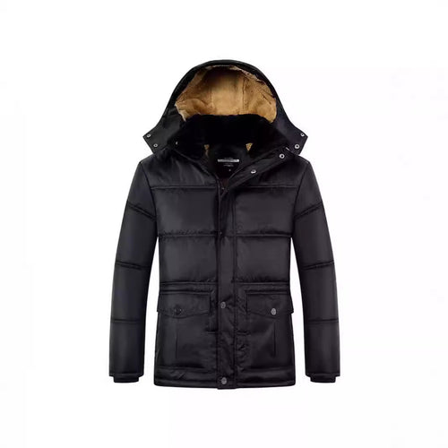 Herren Langer Thermoisolierter Steppparka mit Teddy-Innenfutter, Kapuze und Klappentaschen Nord Taschen