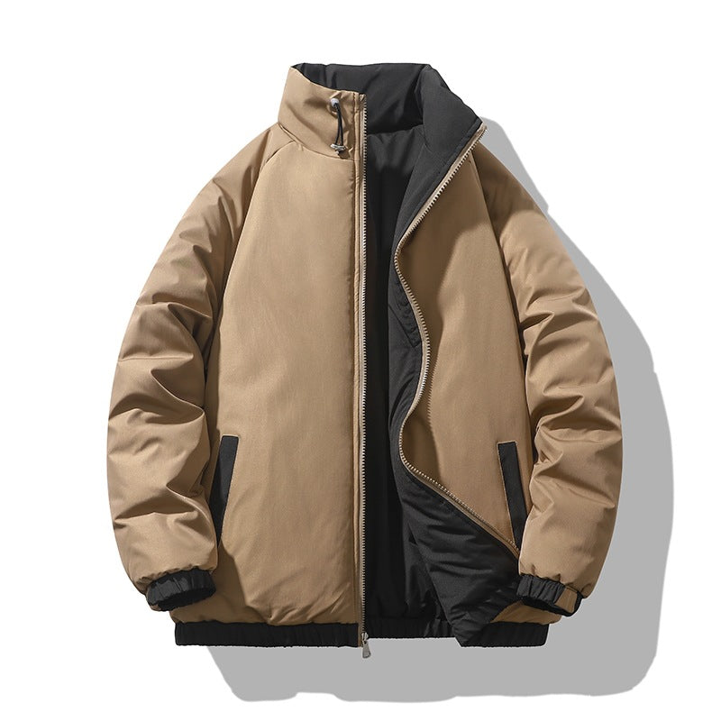 Herren Kurz geschnittene Thermo-Pufferjacke mit hohem, verstellbarem Stehkragen und kontrastierter Innenfütterung Nord Taschen